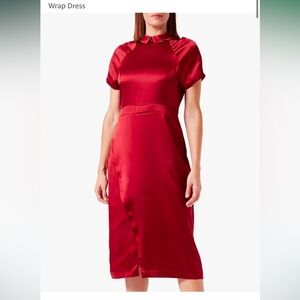 Red satiny short sleeve midi dress size xl new with tags